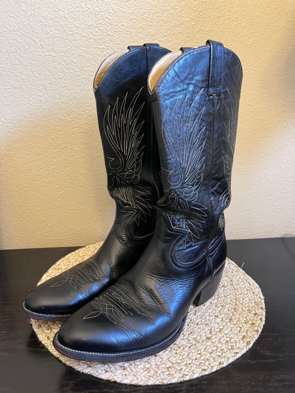 Men's Thunderbird Siete Leguas Black Leather Cowboy Boots